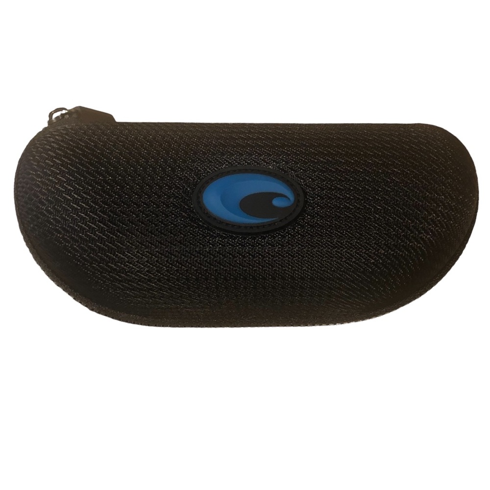 Costa Del Mar Sunglasses hard shell black case zippered blue logo